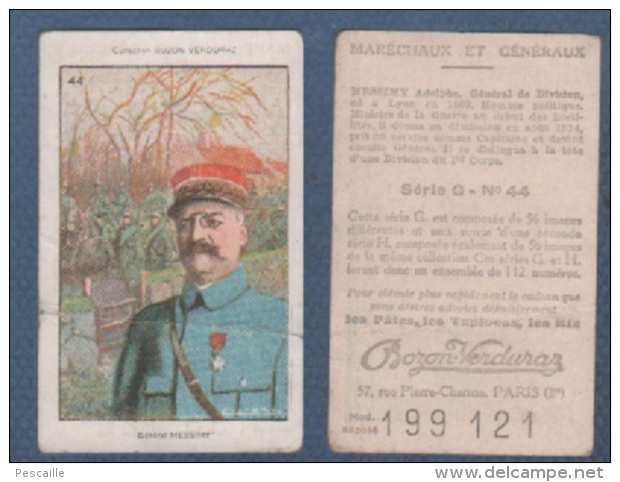 CHROMO PÂTES BOZON VERDURAZ WW1 MARECHAUX ET GENERAUX - ADOLPHE MESSIMY GENERAL DE DIVISION - SERIE G N° 44 - Autres & Non Classés