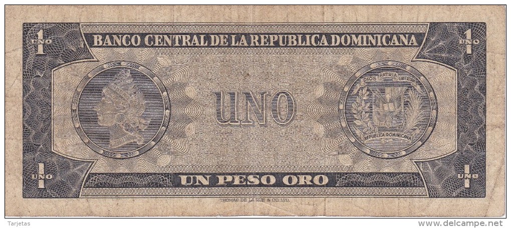 BILLETE DE LA REPUBLICA DOMINICANA DE 1 PESO ORO DEL AÑO 1975 DE DUARTE (BANKNOTE) RARO - Dominicaine