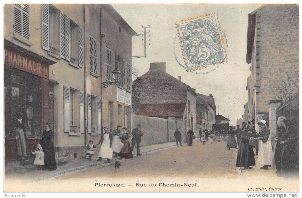 CPA 95  PIERRELAYE RUE DU CHEMIN NEUF  1906 Colorisée Animée - Pierrelaye
