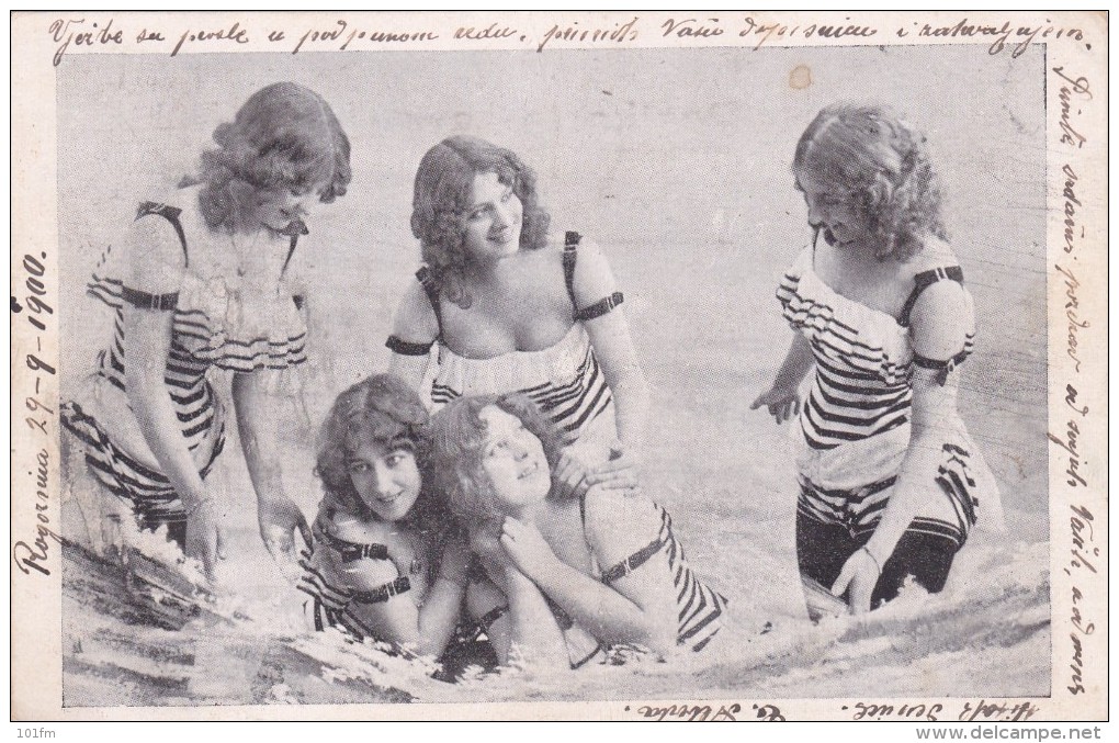 WOMANS ON THE BEACH 1900_SWIMMING COSTUMES _NICE CARD_CIRCULATED - Vrouwen