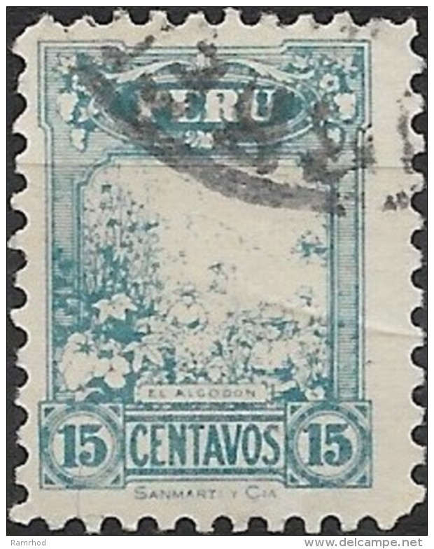 PERU 1931 Cotton Plantation - 15c. - Blue  FU - Peru