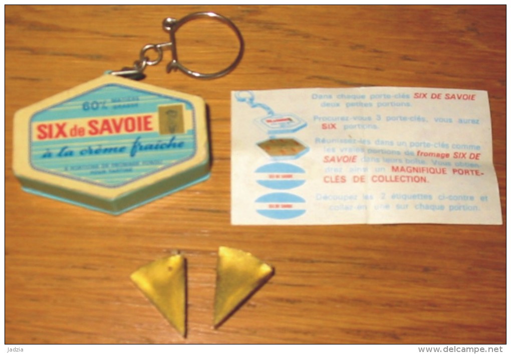 Porte-clés Fromage Fondu Six De Savoie + 2 Portions Dorée + Notice D'origine - Llaveros