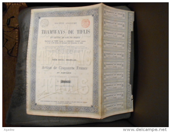 Action De 50F " Tramways De Tiflis " (Tbilissi Georgie Russie Russia) 1895 N°26665 Bon état,reste Des Coupons - Russie