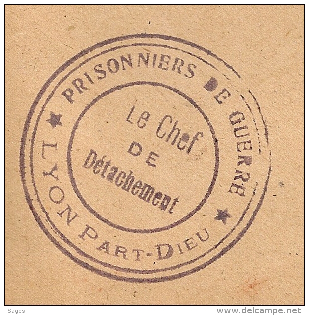 GARE DE LYON,  Rhone, PRISONNIERS DE GUERRE. LYON PART DIEU, LE CHEF DE DETACHEMENT. - 1877-1920: Période Semi Moderne