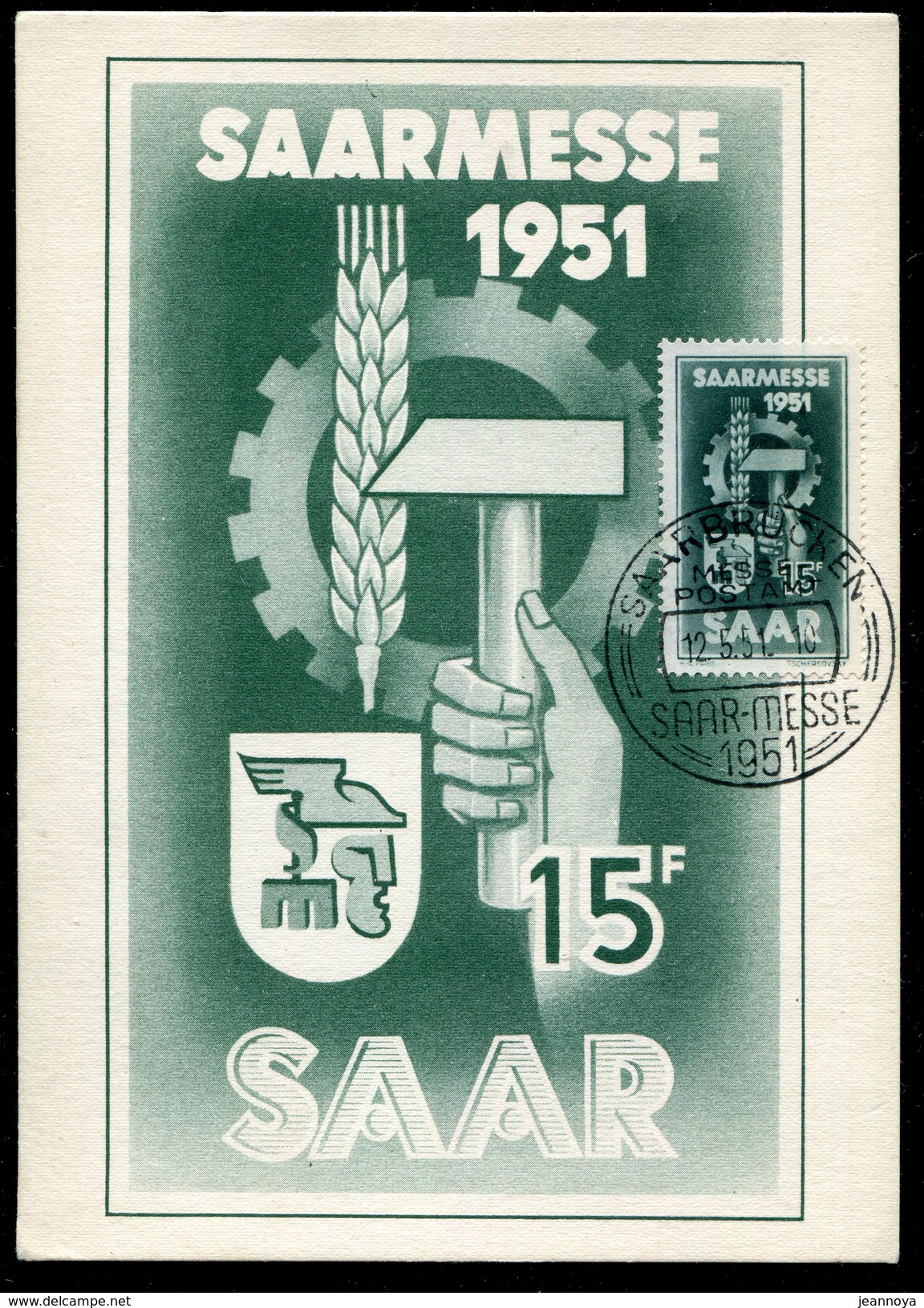 SARRE - N° 293 / CM DE SAARBRUCKEN LE 12/5/1951 - TB - Maximum Cards