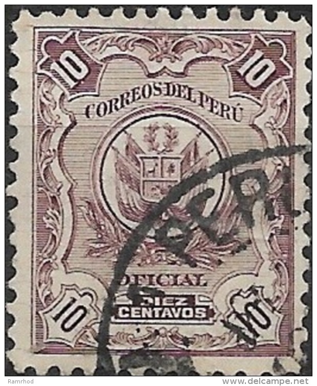 PERU 1909 Official - 10c. - Brown   FU - Perù