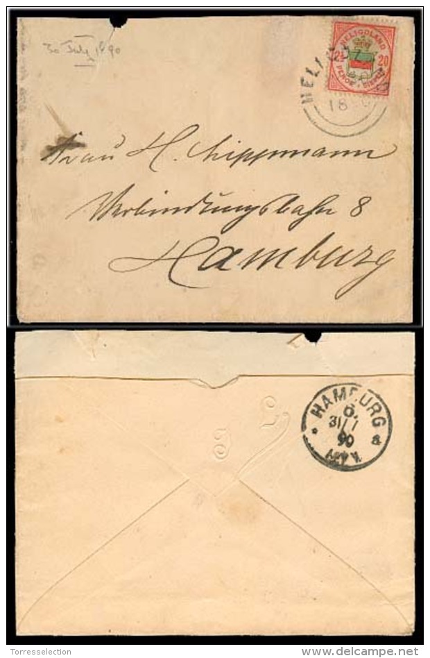 BC - Heligoland. 1890 (30 July). Heligoland - Hamburg. Env Fkd 2 1/2d / Cds. Arrival Reverse.. Carta, Cover, Letter, ... - Other & Unclassified