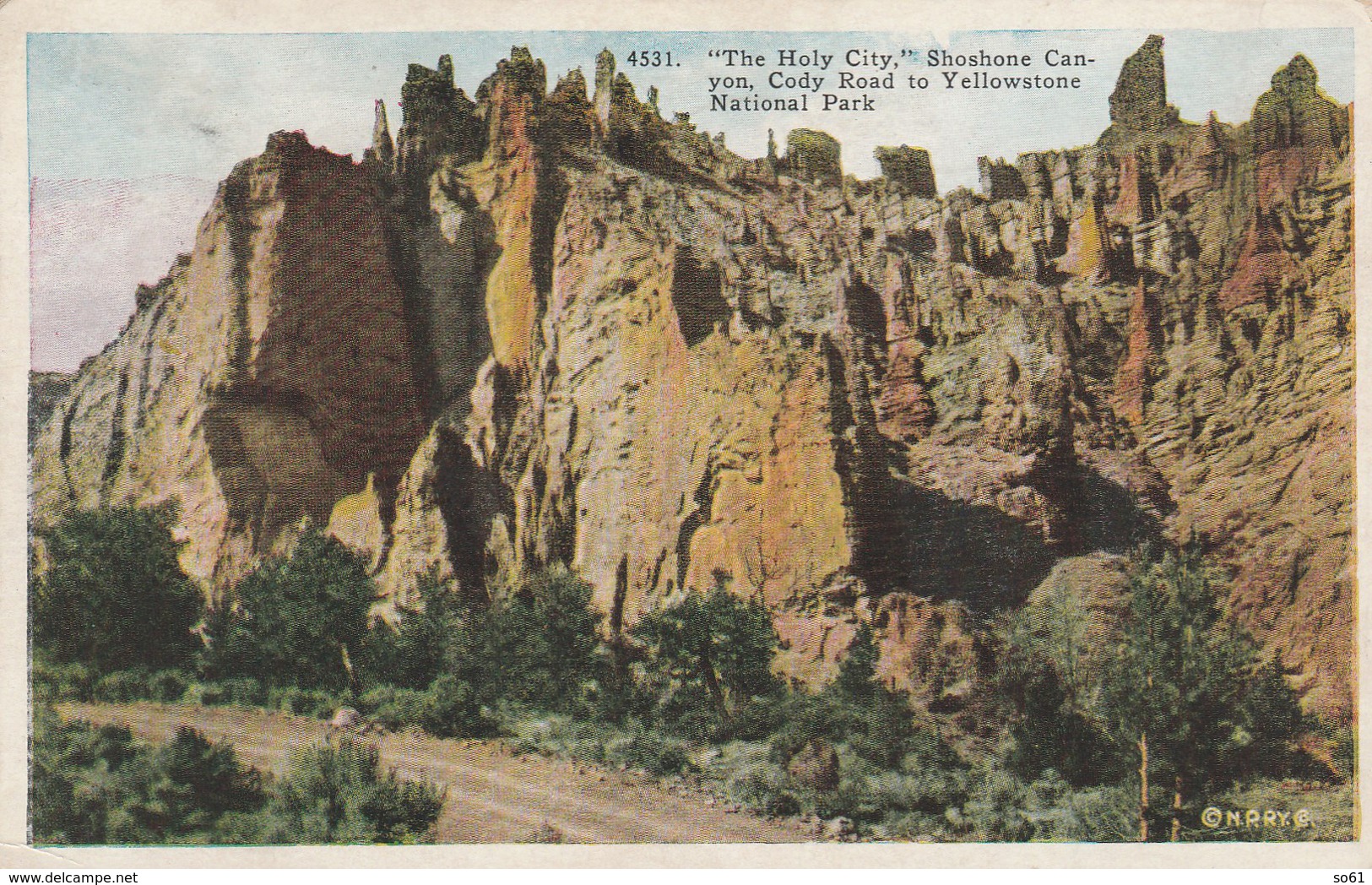 5395.   THE HOLY CITY, CODY ROAD, YELLOWSTONE PARK WY - Pittsburgh - 1928 - Small Format - Cody