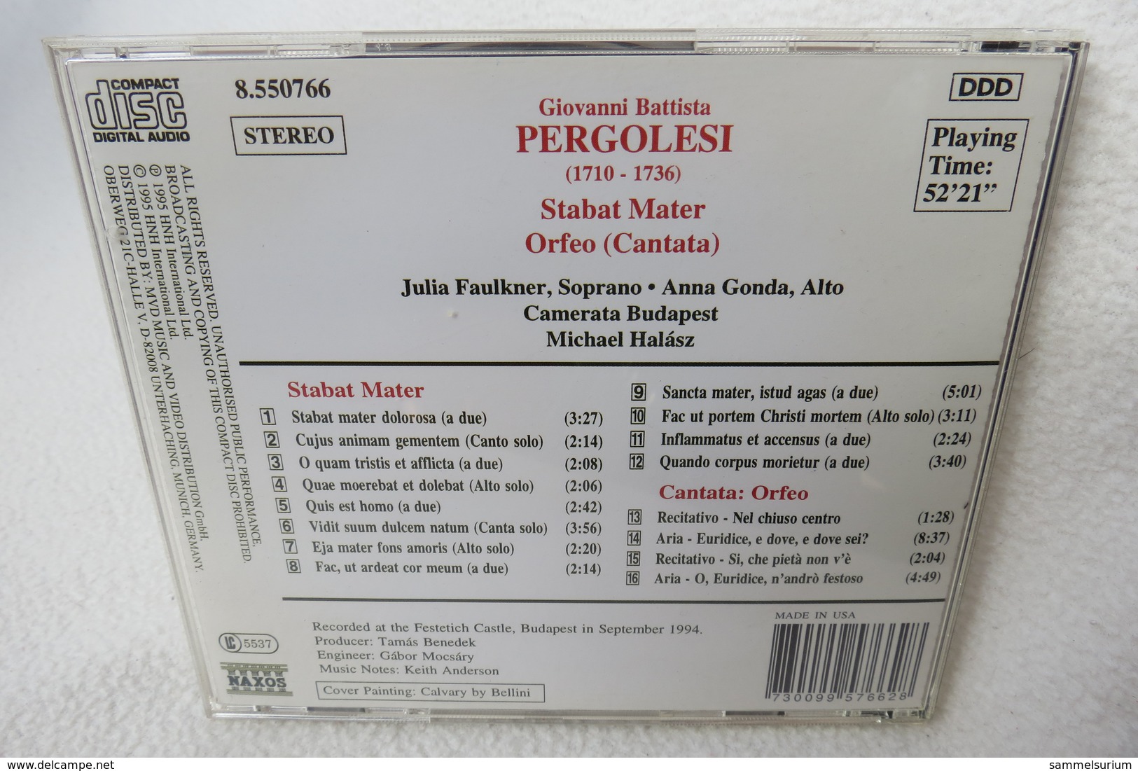 CD "Pergolesi" Stabat Mater, Orfeo (Cantata) - Klassik