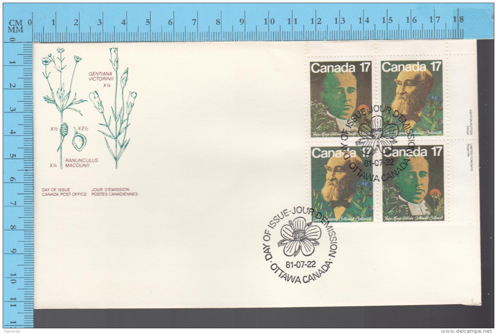 Canada - 1981  Top Right BlockScott #894-895, Botanists, Frere Marie Victorin, John Macoun - FDC PPJ , Fancy Cancelation - Nature