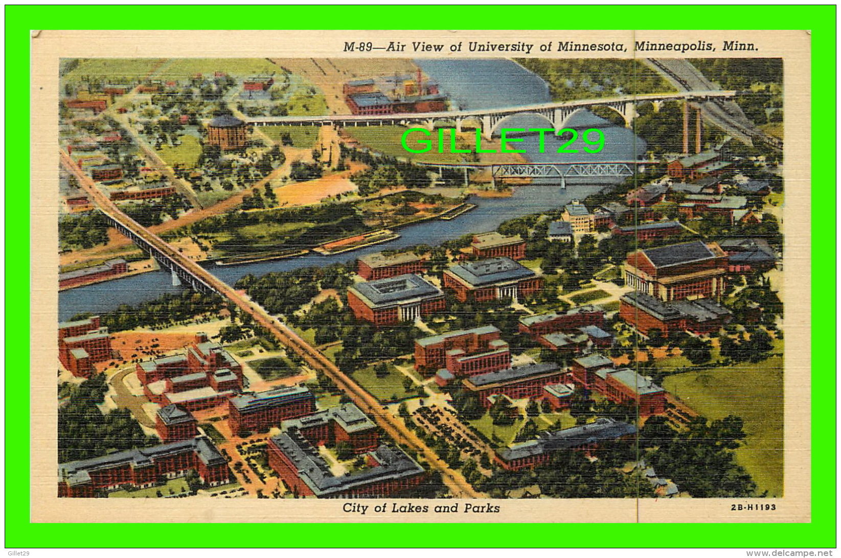 MINNEAPOLIS, MN - AIR VIEW OF UNIVERSITY OF MINNESOTA - CITY OF LAKES &amp; PARKS - ST MARIE'S GOPHER NEWS CO - - Minneapolis