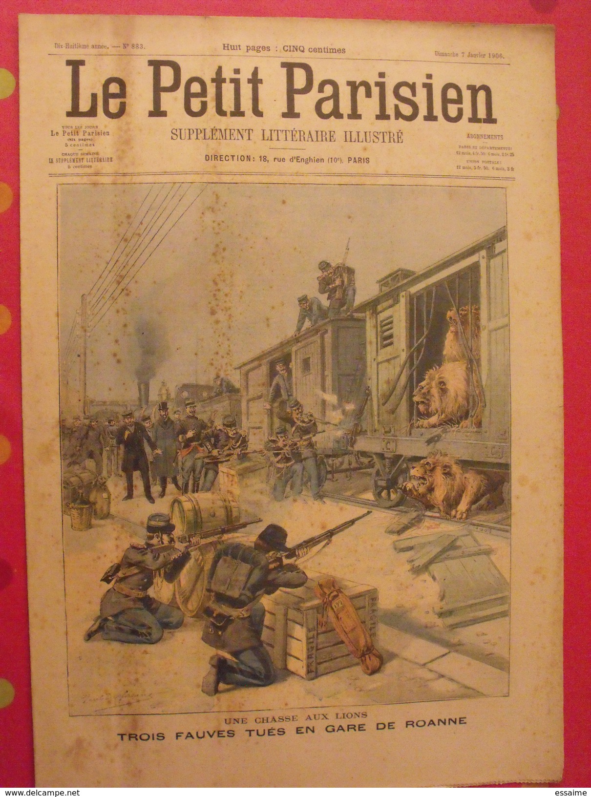 Le Petit Parisien. N° 883. 1906. Lions Tués En Gare De Roanne. Enfants à La Caserne - 1900 - 1949