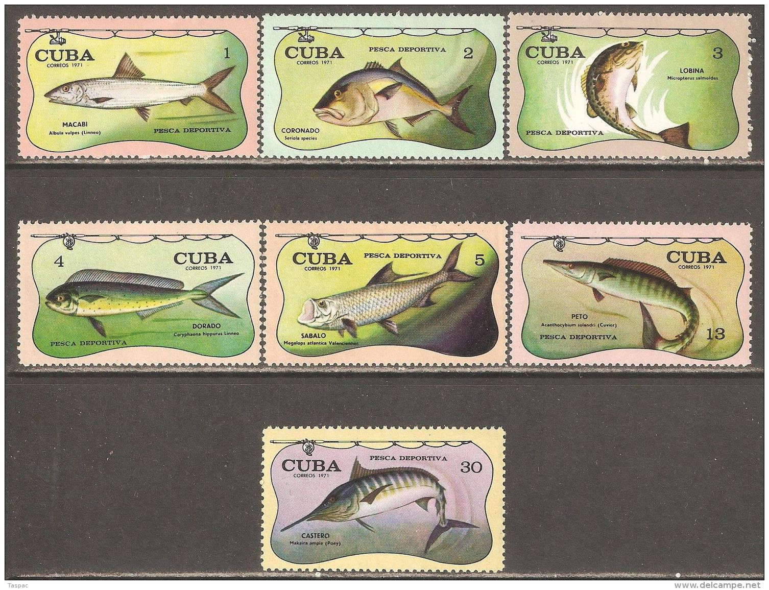 1971 Mi# 1721-1727 ** MNH - Sport Fishing / Fish - Unused Stamps
