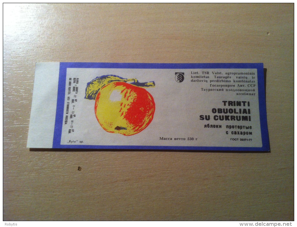 Fruits Label Apple Lithuania 1977 - Fruits & Vegetables