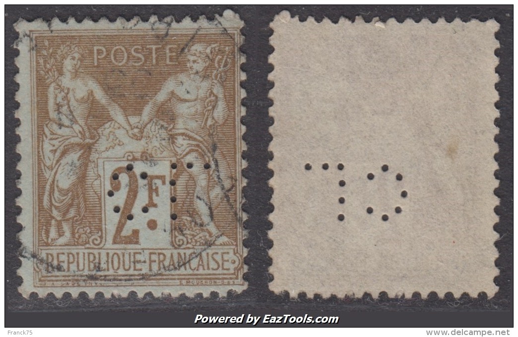 2Fr Sage Oblitéré TB Perforation C L (Y&amp;T N° 105, Cote  +50Â€&euro;) - 1898-1900 Sage (Type III)