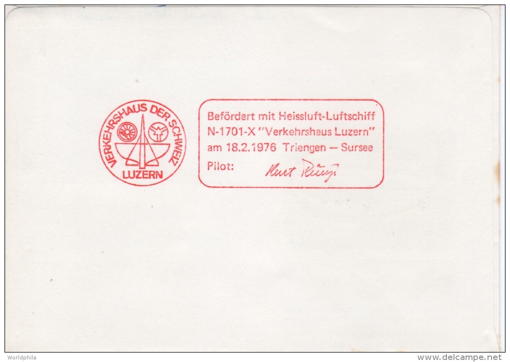 Switzerland / Suisse-1976 FFC / Erstflugbrief Cacheted First Flight Cover Block Of 4 Airship Stamps Like "zeppelin"-1 - First Flight Covers