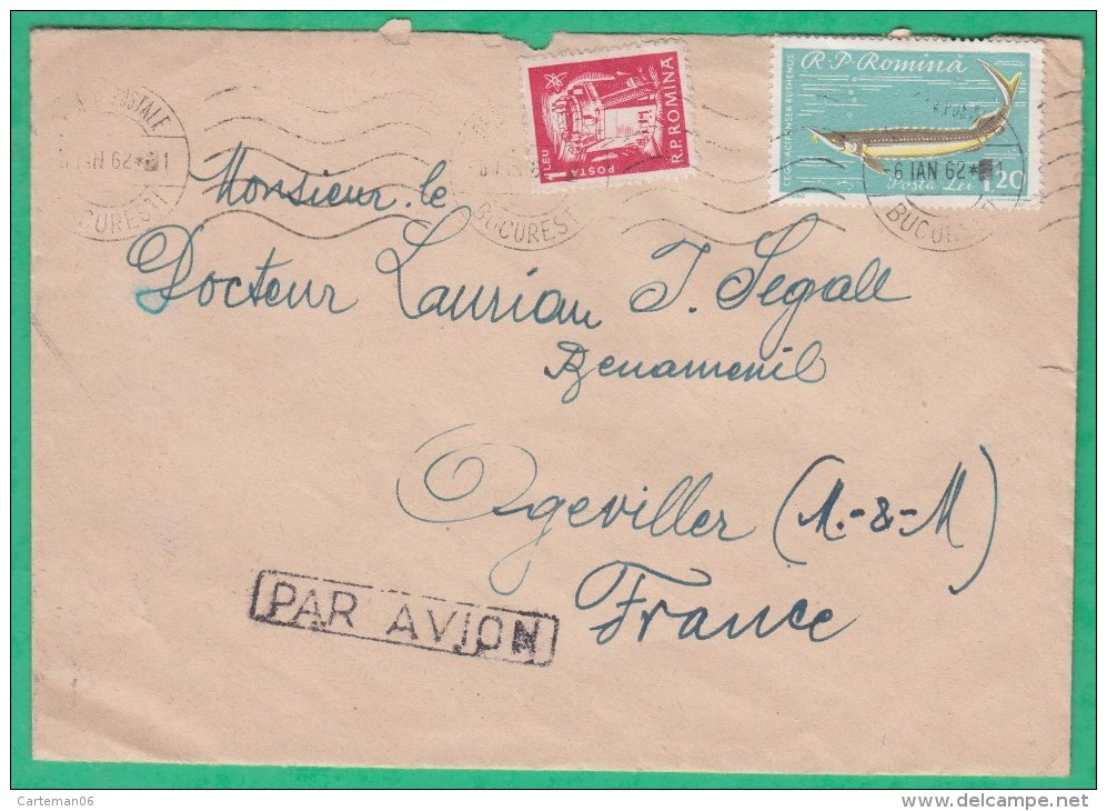 Roumanie - N°1701 Et 1742 Sur Lettre Par Avion - Oblitération De Départ De Bucuresti - 6.IAN.1962 - Poststempel (Marcophilie)