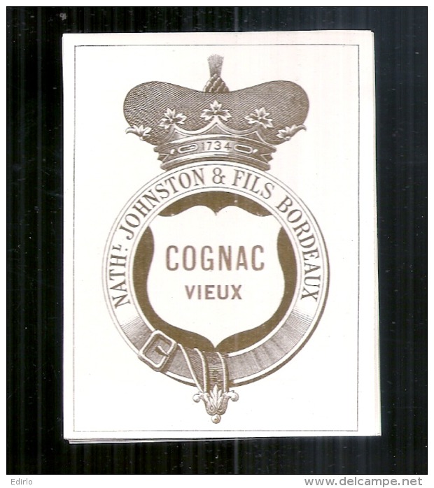 étiquette  (1830 /1870 Environs  ) Négociants - BORDEAUX - Nathanael Jonston Et Fils - Litho Or -COGNAC VIEUX - Vino Bianco