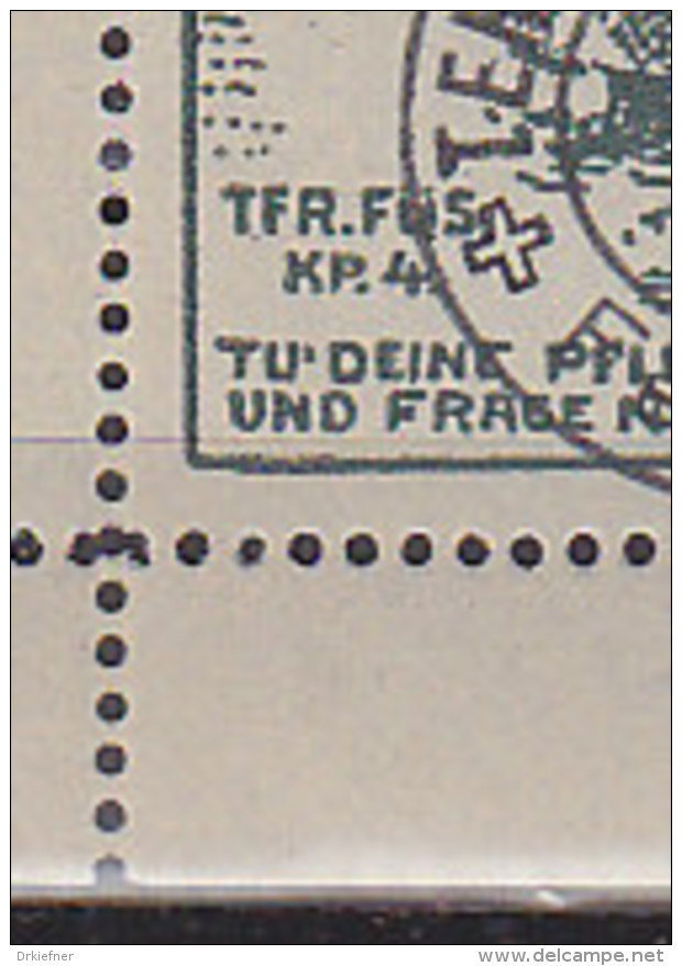 SCHWEIZ  2 Soldaten-Vignetten TER.FÜS. KP.4, Stempel: Feldpost 4, Eine Vignette Mit Plattenfehler - Oblitérations