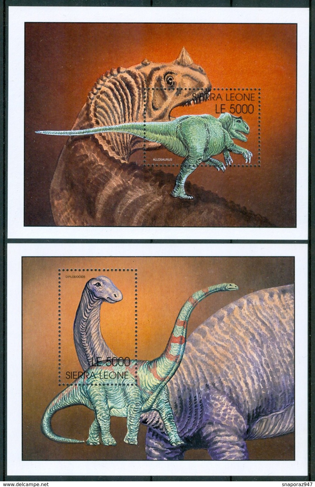 2001 Sierra Leone Dinosauri Dinosaurs Dinosaures Preistorici Prehistoric Prèistoriques Block MNH ** Sie67 - Sierra Leone (1961-...)