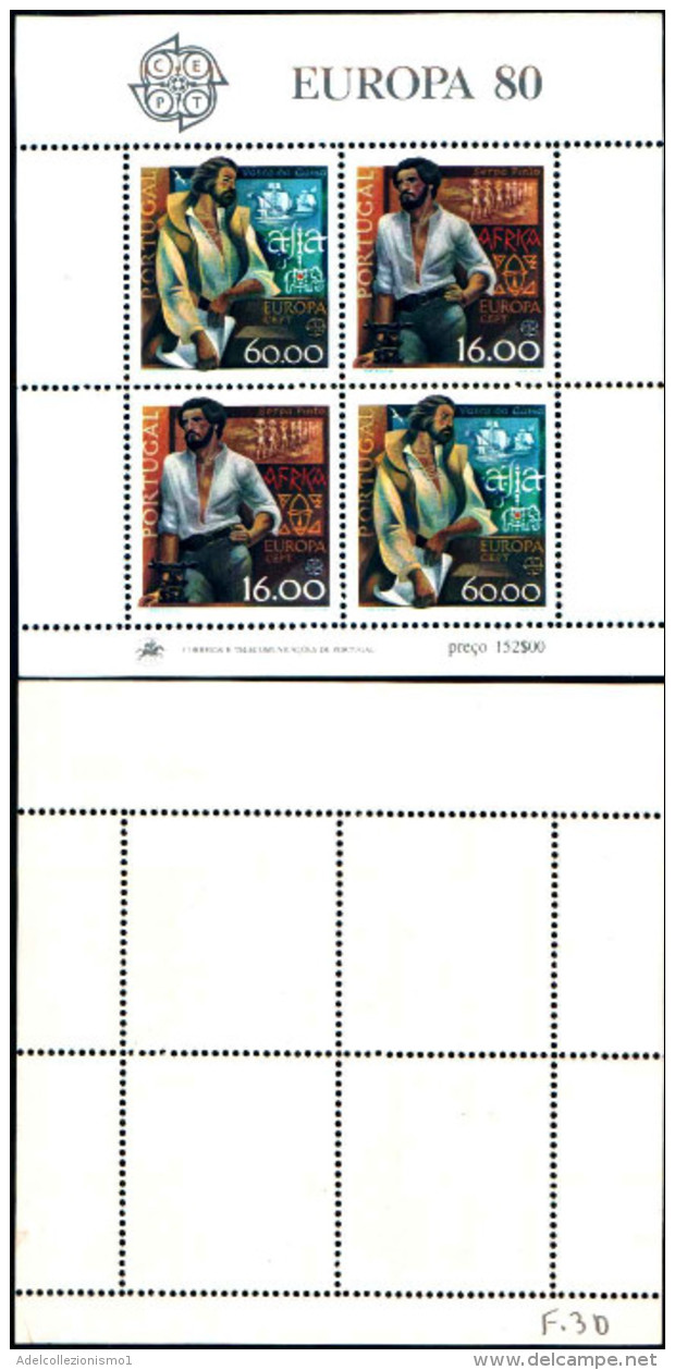 84350) Portogallo-1980-europa 80-personaggi Celebri-BF-n.30-nuovo - Full Sheets & Multiples