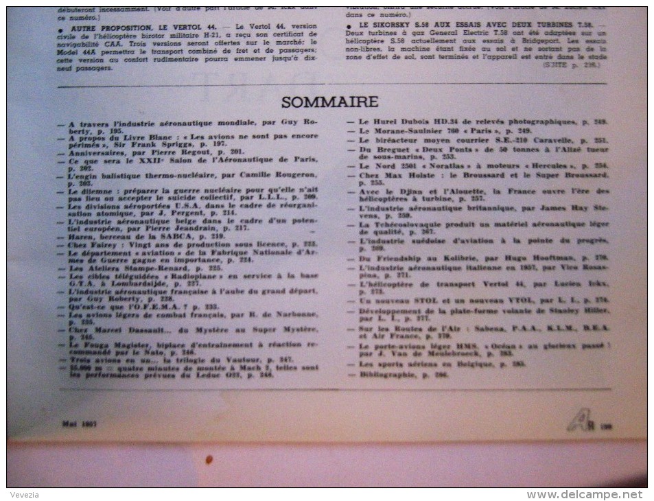 1957," AIR REVUE ",N°5, MAI,SALON DE PARIS,VOL A VOILE,HELICOPTERE,CARAVELLE,MIRAGE,ETENDARD,MILITARIA,TRIDENT,VAUTOUR - AeroAirplanes