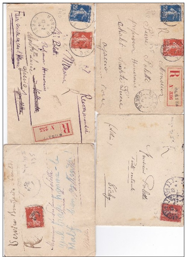 K Lot De 7 Courriers Année 1907 Avec Semeuse Camée Type II N° 135 - 1877-1920: Période Semi Moderne