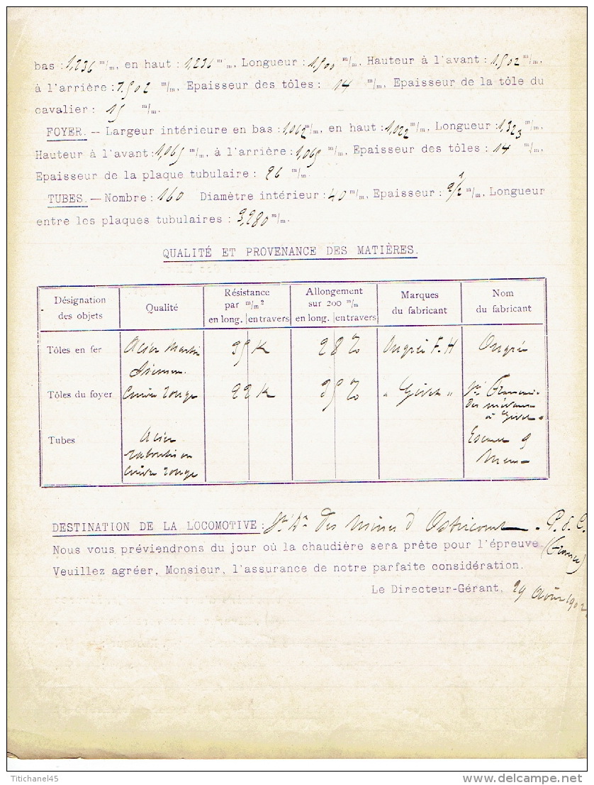 1902 ATELIERS DE CONSTRUCTION DE LA MEUSE A SCLESSIN :demande D'épreuve D'un Générateur à Vapeur D'une Locomotive - Andere & Zonder Classificatie