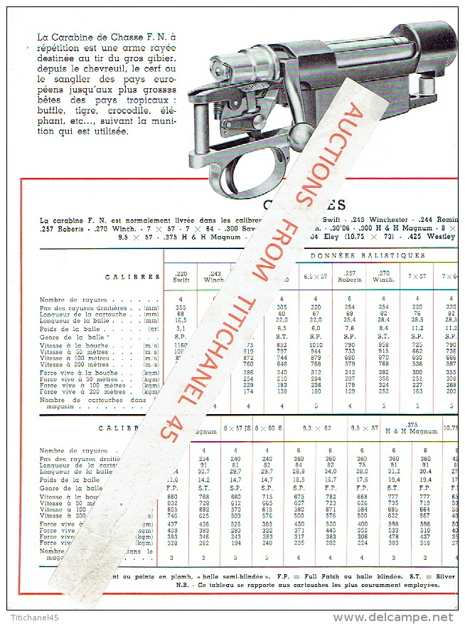 Dépliant FABRIQUE NATIONALE D'ARMES DE GUERRE HERSTAL - La Carabine De Chasse à Répétition Système MAUSER Modèle 332 - Advertising