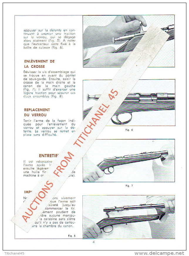 Dépliant FABRIQUE NATIONALE D'ARMES DE GUERRE HERSTAL - LES CARABINES F.N. A VERROU Calibre .22 - 6 &amp; 9 Mm - Reclame