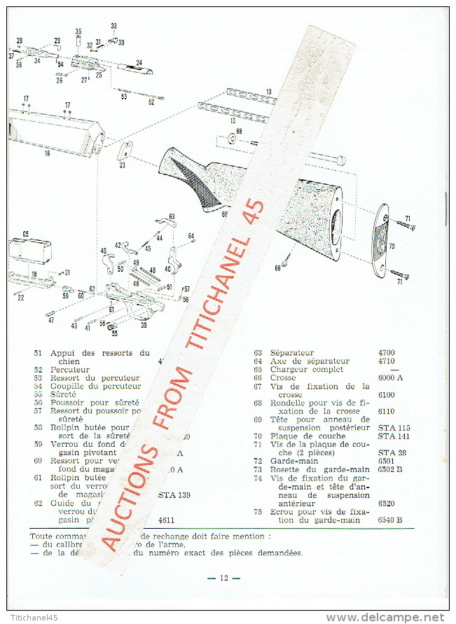 Brochure FABRIQUE NATIONALE D'ARMES DE GUERRE HERSTAL -  Carabine de Chasse Automatique BROWNING "B.A.R."