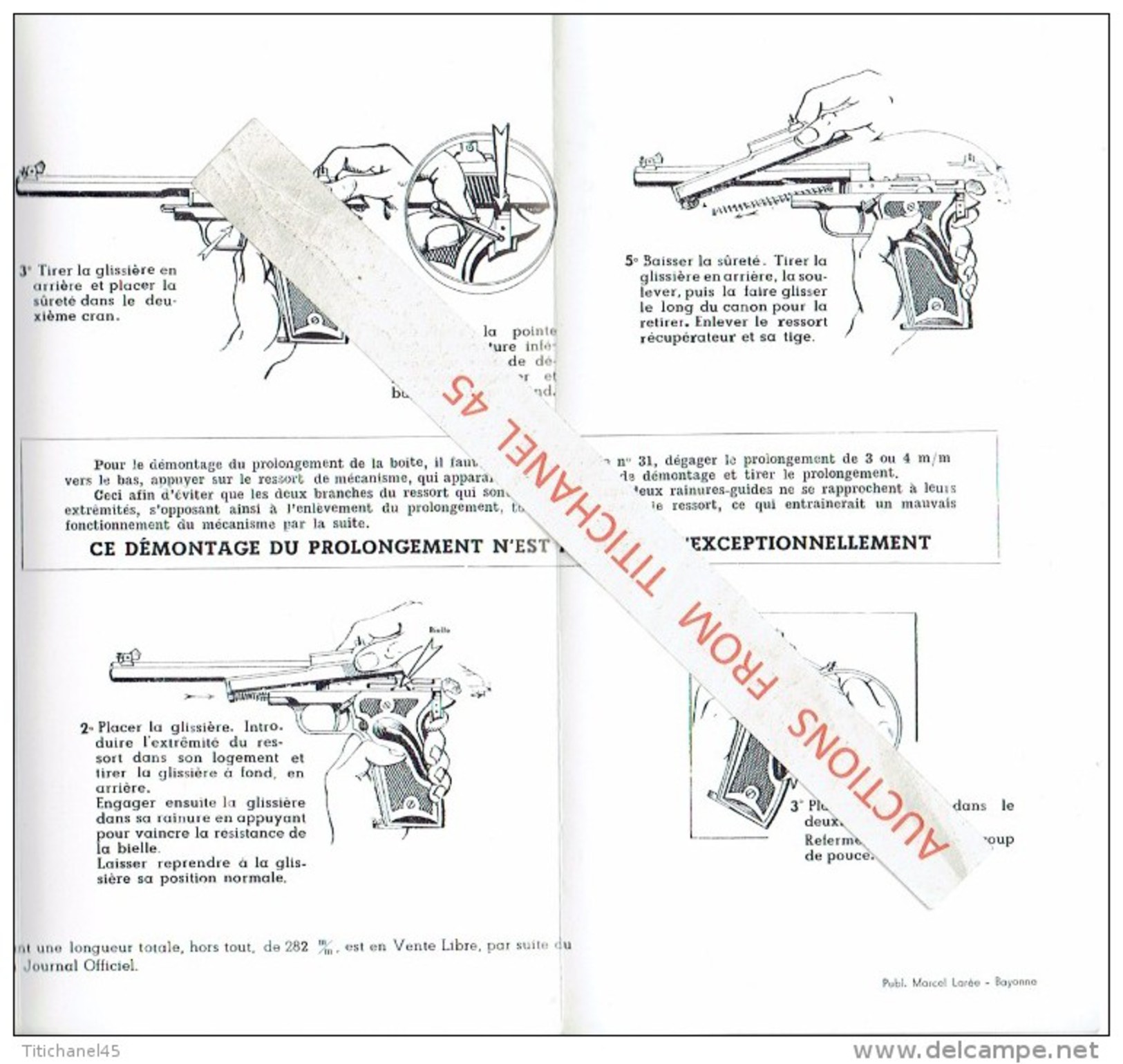 Manuel PISTOLET Automatique "MAB" Mod. R. OLYMPIC -MANUFACTURE D´ARMES AUTOMATIQUES à BAYONNE -fonctionnement, Démont. - Decotatieve Wapens