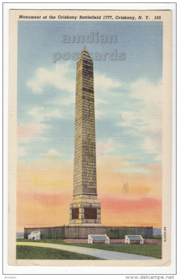 USA - ORISKANY NY - 1777 BATTLEFIELD MONUMENT - C1945 Vintage Postcard - HISTORIC - New York [6121] - Other & Unclassified