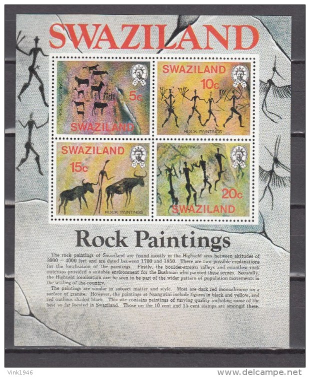 Swaziland 1977,4V In Block,Rock Paintings,ancient Art,antieke Kunst,arte,,MNH/Postfris(L2824) - Andere & Zonder Classificatie