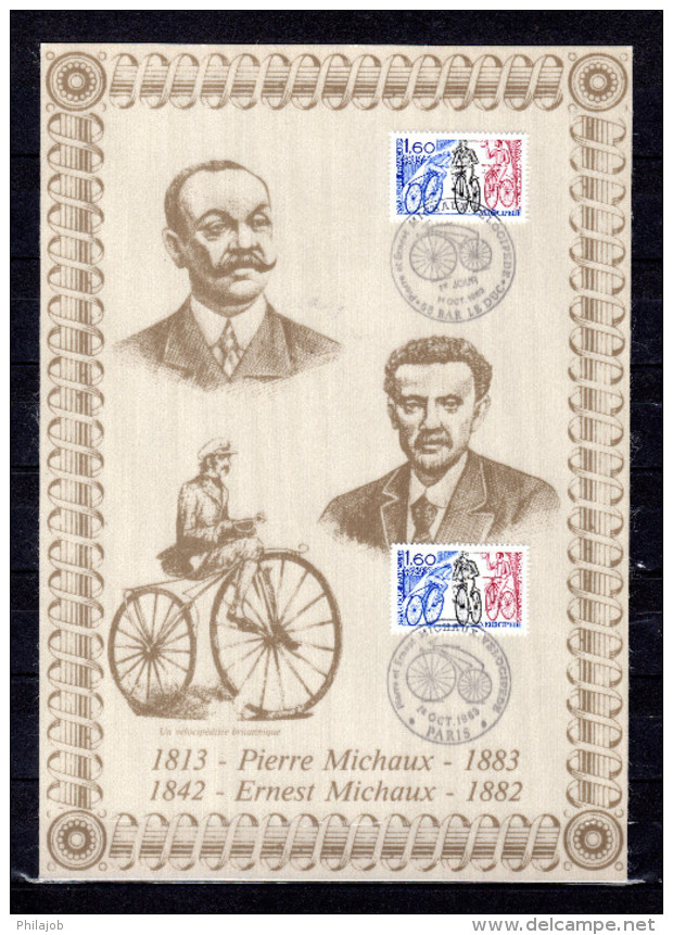 " LES MICHAUX " Encart 1er Jour N°té En Soie Rare (1300 Ex.) De 1983 Edit° A.M.I.S. 2 X N° YT 2290. Parfait état. FDC - Cyclisme