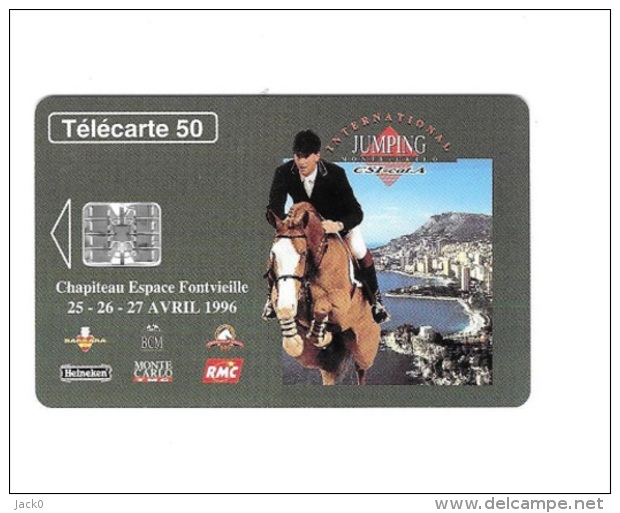 Télécarte  JUMPING  INTERNATIONAL  DE  MONACO  25,26,27  AVRIL  1996, MF 38, 50 U, 52 500  Ex, .03/96  A - Monaco