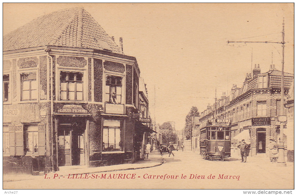 CPA - 59 - LILLE - Carrefour Le Dieu De Marcq - Tramway - RARE Sur Delcampe !!!!! - Lille