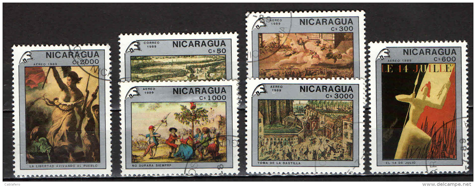 NICARAGUA - 1989 - BICENTENARIO DELLA RIVOLUZIONE FRANCESE - USATI - Nicaragua