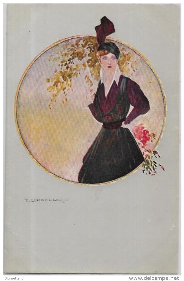 CPA Ancienne CORBELLA Dessinateur Italien Femme Woman Chapeau Italie Italia Non Circulé - Corbella, T.