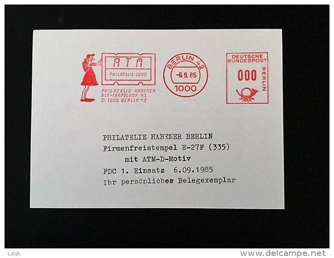 1985 Firmenfreistempel Philatelie Habener Berlin Mit ATM-D-Motiv - Maschinenstempel (EMA)