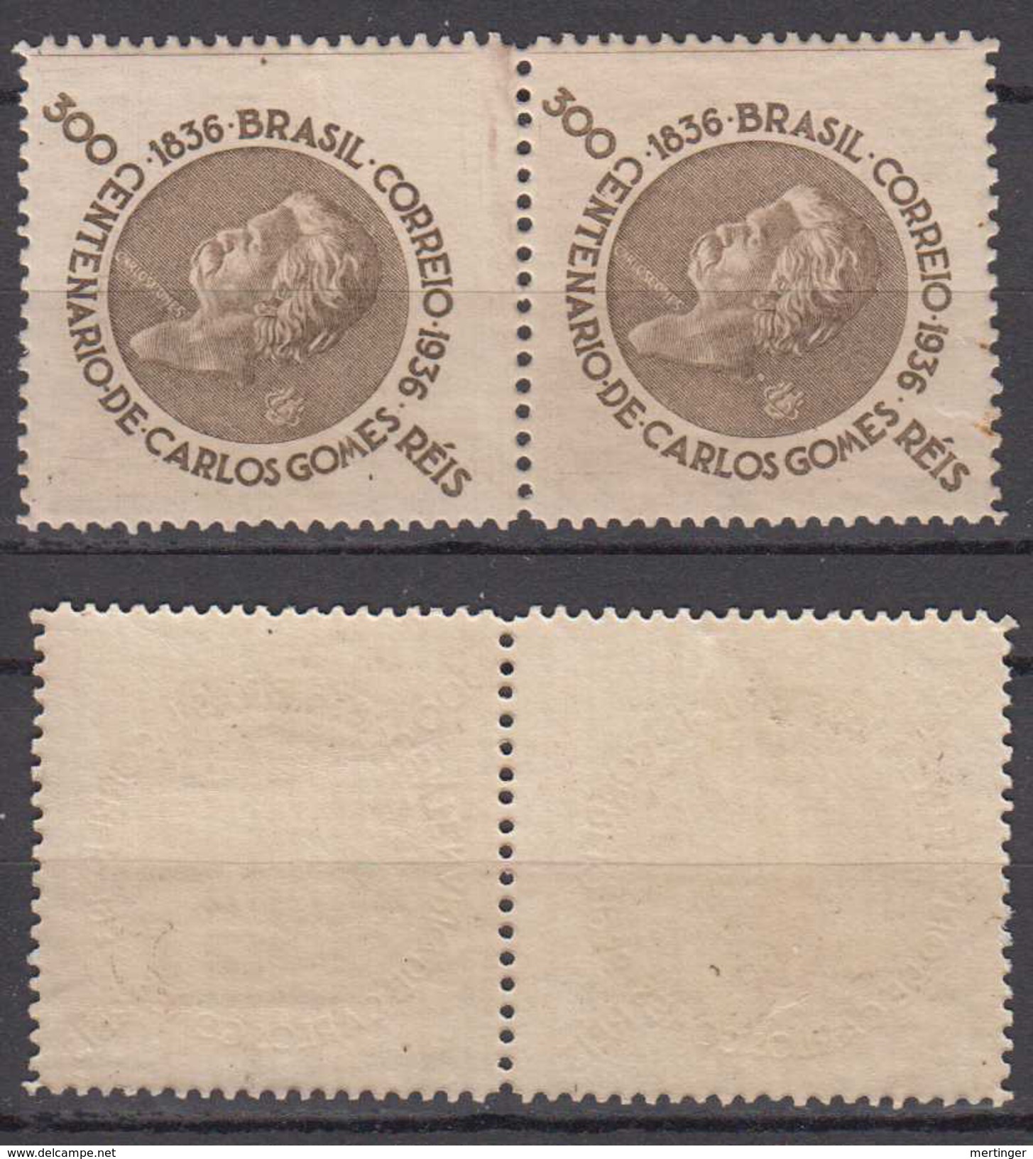 Brazil Brasil Mi# 447 ** MNH Pair CARLOS GOMES 1936 Music - Nuevos