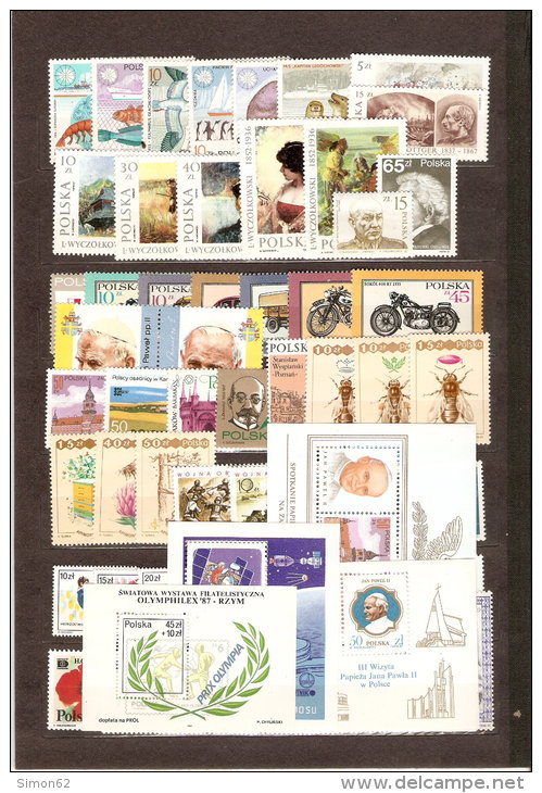POLOGNE ANNEE COMPLETE 1987 NEUVE ** MNH LUXE 55 TIMBRES ET 4 BLOCS - Full Years