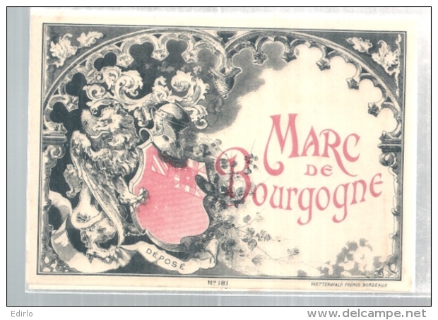 étiquette  - 1900/20* - étiquette Générique MARC DE BOURGOGNE - Other & Unclassified