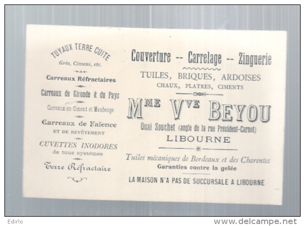 -  Carte De Visite  Couverture Carrelage Zinguerie  BEYOU - LIBOURNE - Cartes De Visite