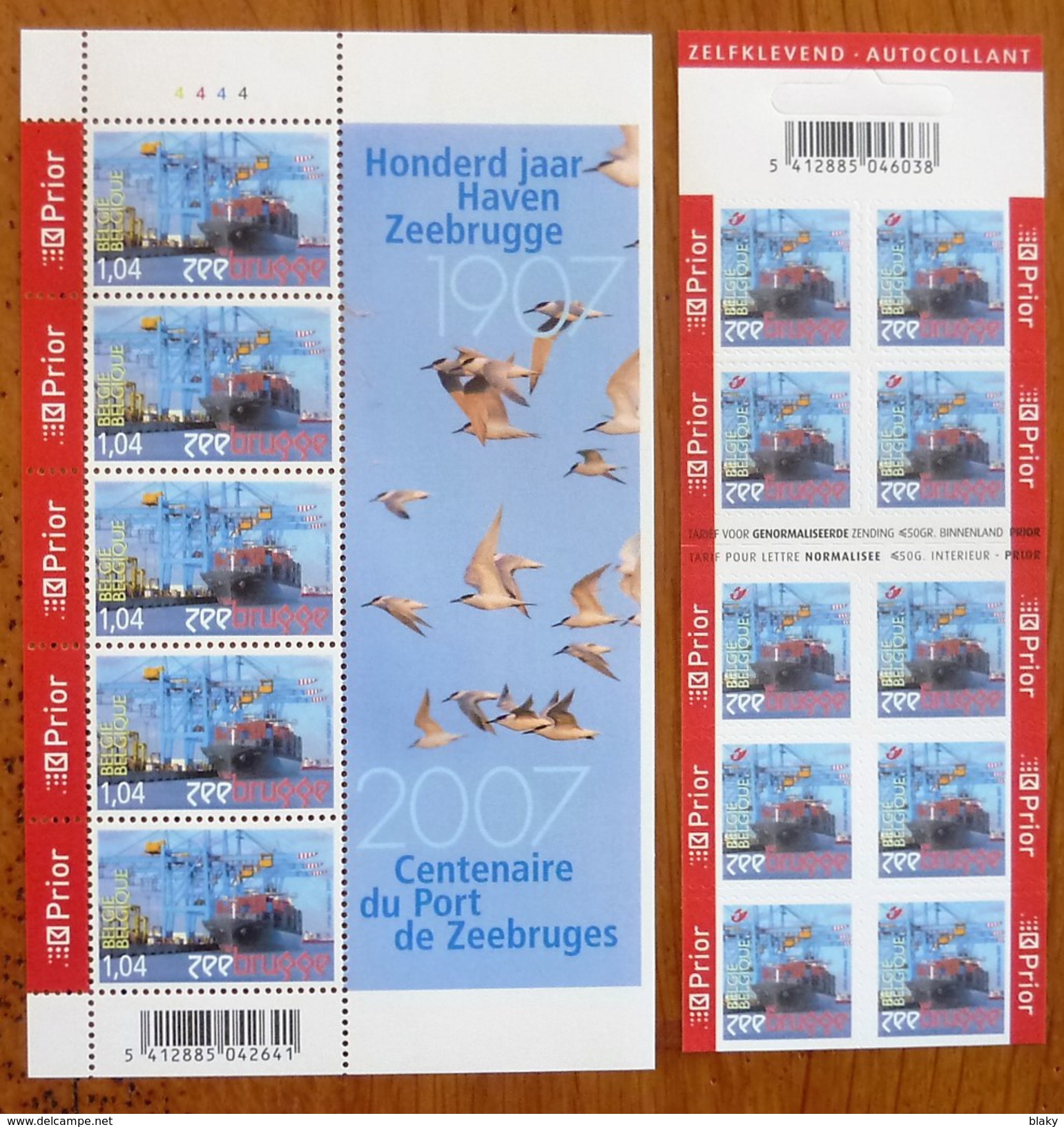 2007 --- 2  Feuillets 5 Timbres  CENTENAIRE DU PORT DE ZEEBRUGGE Planche 4444 Et 10 Timbres Autocollants - 2001-2010