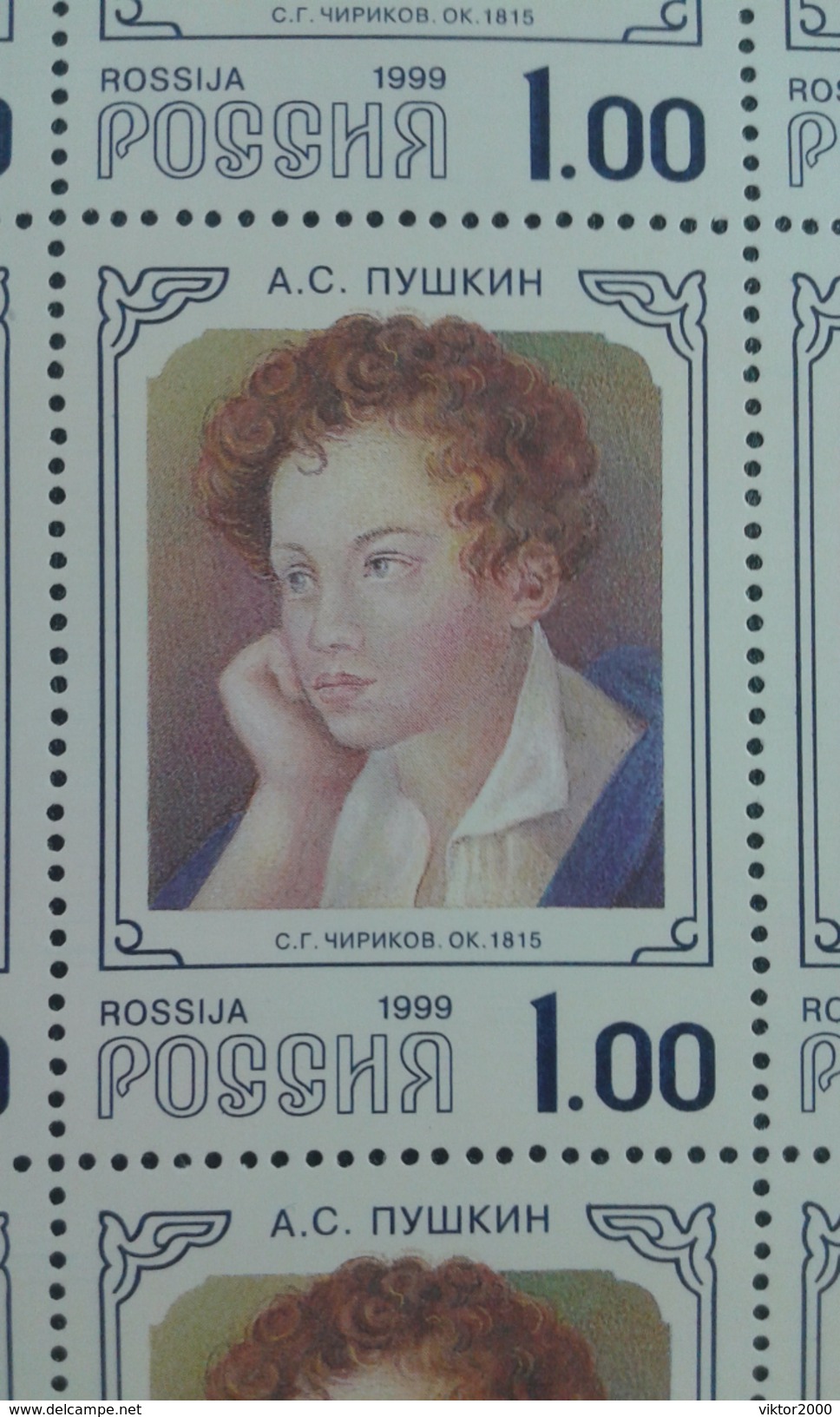 RUSSIA 1999 MNH (**)YVERT 6405-6407.200th Anniversary Of Pushkin's Birth. . Sheet 3 (5x5) - Volledige Vellen