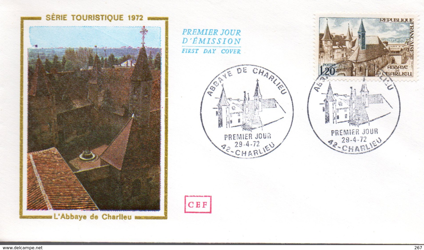 FRANCE  FDC  1972 Abbaye De Charlieu - Abadías Y Monasterios