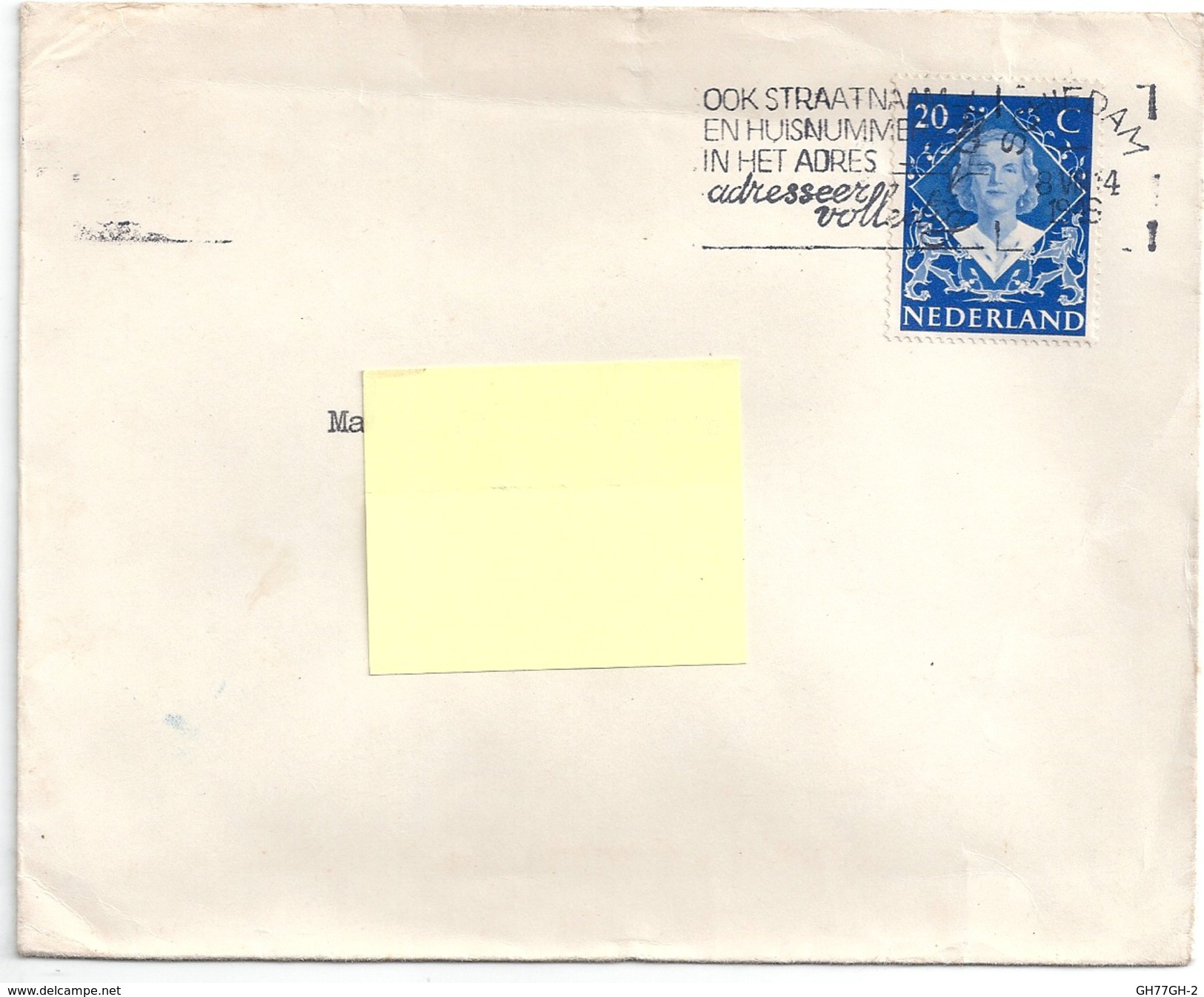 Stamp -timbre- 20c Queen Juliana 1948 On An Envelope NEDERLAND - Brieven En Documenten