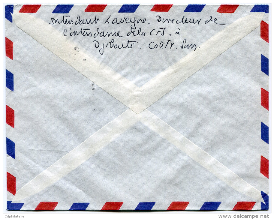 COTE FRANCAISE DES SOMALIS LETTRE PAR AVION DEPART DJIBOUTI 27-5-1960 POUR LA FRANCE - Lettres & Documents