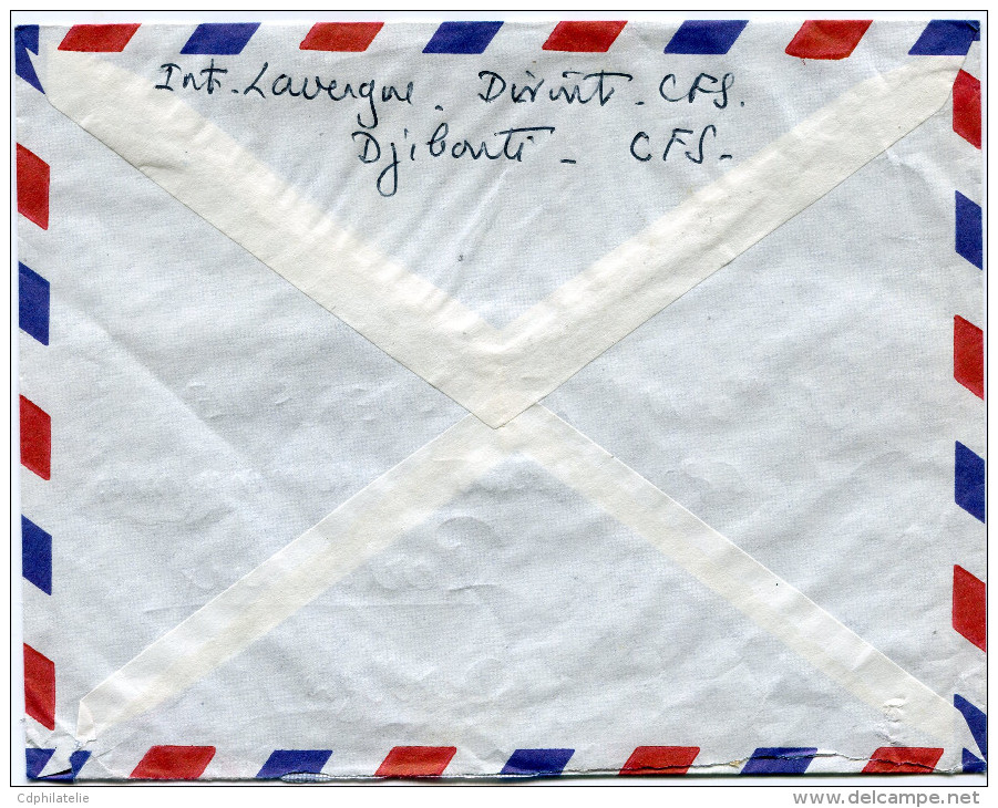 COTE FRANCAISE DES SOMALIS LETTRE PAR AVION DEPART DJIBOUTI 5-7-1960 POUR LA FRANCE - Lettres & Documents